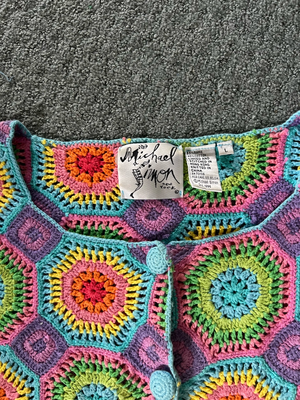 Price firm- Michael Simon L XL Open Crochet Sweater Cardigan
, - Picture 5 of 7